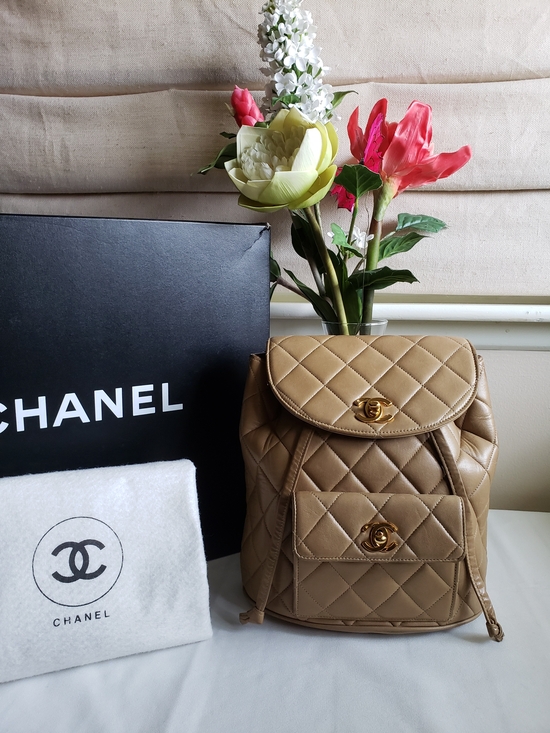 CHANEL Bag Duma Backpack Tan Quilted Lambskin with Gold CC Hardware main image 12